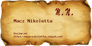 Macz Nikoletta névjegykártya